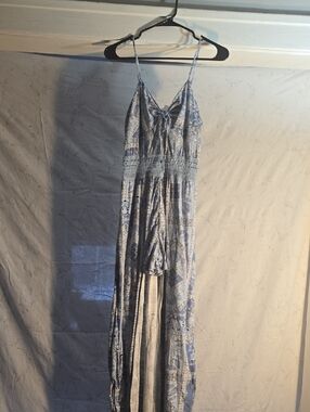 No Boundaries Blue Paisley Spaghetti Strap Romper